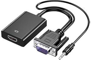 Aolirot Adattatore da VGA a HDMI, Convertitore da VGA Maschio a HDMI Femmina con Cavo Audio da 3,5 mm e Cavo di Alimentazione Convertitore da VGA to HDMI per Monitor Proiettore TV