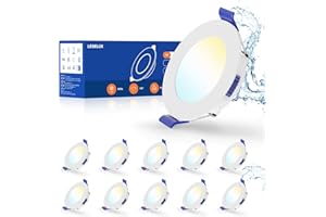 Leselux Spot LED Encastrable Dimmable 4W, 10x IP44 Spot Salle de Bain Blanc Chaud 3000K Blanc Neutre 4000K Blanc Froid 6500K, Trou 55-68mm, Spot LED Extra Plat 30mm, Spot Encastré Pour Salon Cuisine