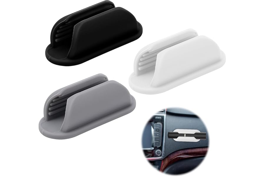 BOXOB 3pcs Car Lip Balm Holders, Silicone Chapstick Holder Upright Lip Balm Holder for Car Vehicle Lip Balm Holder Car Lipstick Holder Fun Interior Car Accessories for Women(White & Black & Grey)