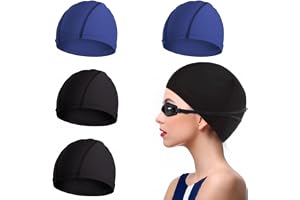 4 Pcs Elastic Swim Caps Comfortable Non-slip Fabric Swimming Hat Lightweight Bathing Caps for Women Men Kids to Swimming