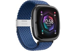 XMUXI Pleciony nylonowy pasek kompatybilny z Fitbit Versa 3/ Fitbit Sense 1 (nie pasuje do Fitbit Versa 4/Sense 2), z regulowanym metalowym zapięciem, oddychająca bransoletka sportowa Strechy (#6)