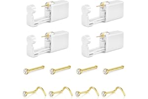 AceFun Kit pistolet à piercing nez,4 pack pistolet à piercing nez jetable Kit piercing nez de sécurité avec anneaux nasaux stud piercing nez Kit pistolet outil(argent ou or)