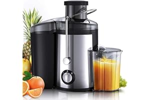 CUNSIEUN Juicer Machines,1000W Whole Fruit and Vegetable Juice Extractor, Centrifugal Juicer Machine, Stainless Steel Portable Smart Juicer,BPA-Free, Easy to Clean (Silver)