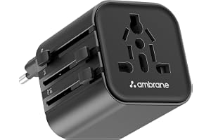 Ambrane Universal Travel Socket, International All in One Worldwide Travel Adapter Socket with 2500W High Power Output with 9 Hole Universal Socket, Compatible in 150+ Countries (ATA-03, Black)