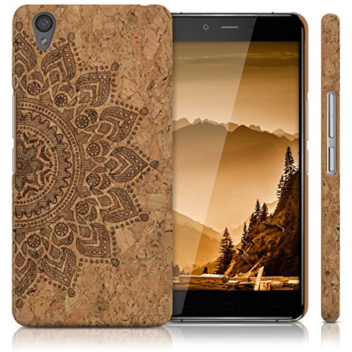kwmobile Funda de corcho para OnePlus X  5 0   - Case trasero Dise  o Sol saliente para m  vil - Cover protector duro en marr  n oscuro marr  n claro