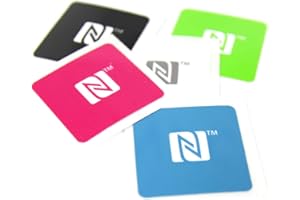 NFC21 5 sticker NFC, 25 x 25 mm, NTAG 213, 180 Byte, con logo NFC