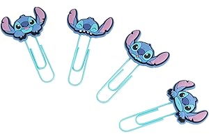 GRUPO ERIK Set Clips con topper Disney Stitch - Marcador de libros Disney, 4 marcapáginas Disney diferentes - Material escolar y papelería Disney, licencia oficial