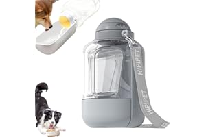 YARTEIM Trinkflasche Hunde für Unterwegs, 1000ML Hundetrinkflasche, Auslaufsicherer Tragbarer Trinkflasche Hund mit 300g Hundefutter Becher, 180°Faltbare Wasserflasche Hund für Täglich Spazieren Gehen Reisen