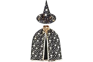 HomeMall Kinder Halloween Kostüm, Hexe Zauberer Umhang mit Hut für Kinder