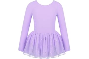 Freebily Bébé Fille Tutu Robe De Danse Ballet Manche Longue Paillettes Enfant Justaucorp Gymnastique Danse Classique Jupe Costumes Performance De Scène 2-16 Ans