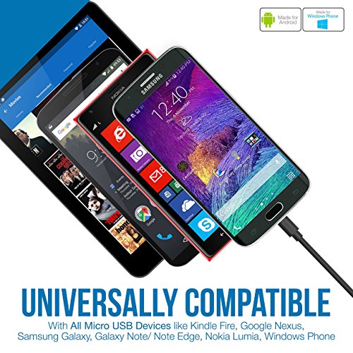 Sabrent USB-Kabel [6-packung] 22 AWG Premium-Micro-USB-Kabel (X3-0.90Meter + X3-0.60Meter) USB 2.0 Hochgeschwindigkeits A Stecker an Micro-B Sync und aufladen Kabel [Schwarz] (CB-U631) - 4