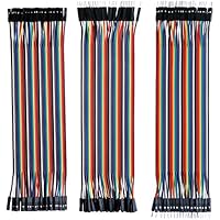 Elegoo 120pcs 3 in 1 Kit Cavetti Jumper Filo Dupont Wire 28AWG Cavi 40 Pezzi da M/F Maschio a Femmina, 40 Pezzi da Maschio a Maschio, 40 Pezzi da Femmina a Femmina per Arduino Uno Raspberry Pi