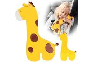 Pinkgarden Sicherheitsgurtkissen für Kinder, Weiches Plüsch-Sicherheitsgurtbezugkissen mit Nackenstütze, Auto-Sicherheitsgurtpolster für Kinder-Kopfstütze, Jungen und Mädchen Reisezubehör (Giraffe)