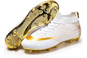 Kmrlofiy Crampons de Foot Homme Chaussures de Football High Top Spike Crampons Homme Professionnel Antidérapant Athlétisme Entrainement Chaussures de Football de Sport Enfant Homme