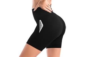 Leafigure Leggings with Pockets Women Gym Shorts for Women， High Waisted Opaque Womens Cycling Shorts for Sport Yoga Gym