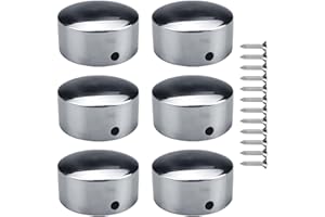 KMERCE Set di 6 punte per corrimano in legno da 50 mm in acciaio inox, coperchio terminale bracciolo, punte rotonde per rampa per scale, viti di montaggio incluse