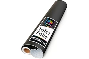 ‎OFFICETREE OfficeTree Tafelfolie Selbstklebend Schwarz - 300 x 43 cm - Kreidefolie Selbstklebend - Selbstklebende Tafelfolie Schwarz Matt als Tafel für Wand oder DIY Kreidetafel