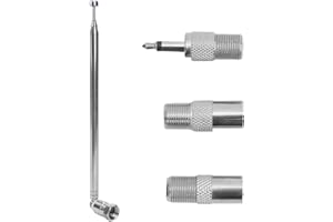 ELITECRAN DAB FM UKW Radio Antenne FM Stabantenne (76 cm), 7 Abschnitte Teleskopantenne Ersatz, 75 Ohm Unbal Radio Universal Teleskopisch Zimmerantenne mit F-Stecker und 3 IEC Koax-Kupplung Adapter