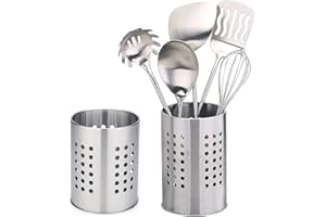 NC NC Portautensili da Cucina in Acciaio Inox, 2Pezzi Contenitori Portaposate Antiruggine Contenitore Scolaposate Organizer per Utensili da Cucina per Tenere in Ordine Cassetti e Piani di Lavoro