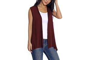 EXCHIC Femmes sans Manches Cardigan Solide Gilet Leger Veste