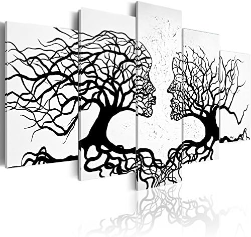 murando - 100% Hand-made painting 102x66 cm - Images are taken directly from an artist - Hand painted - Painting - Modern paintings - Unique original patterns Canvas XXL - 5 pieces - tree figurative black white 5534