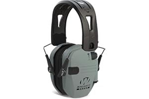 Walker's Razor Tacti-Grip - Paraorecchie da battaglia grigio, fascia antiscivolo in silicone composito ad alte prestazioni, chiarezza del suono naturale, gamma dinamica completa 23NRR