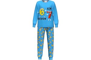 GENERIC 67 Pyjamas Set Boys Girls Six Seven Number 67 T Shirt Sleepwear Long Sleeve Tops and Pants 2 Piece Outfit Christmas Pjs 6 7 Shirt Christmas Pjs Kids