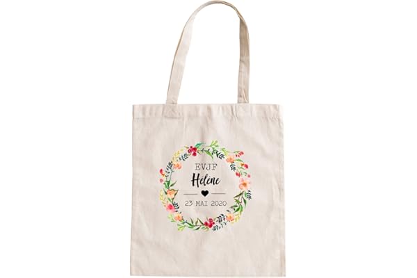 Tote Bag personnalisé pour EVJF Enterrement de vie de jeune fille dans un style bohème chic