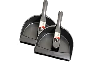 KMJ Gray Dustpan and Brush Sets 2 Pack, Portable Cleaning Brush and Dustpan-Durable Bristles & Easy Sweep with Rubber Blade- Lightweight Broom and Dustpan Set-Compact Storage Brush and Pan Set