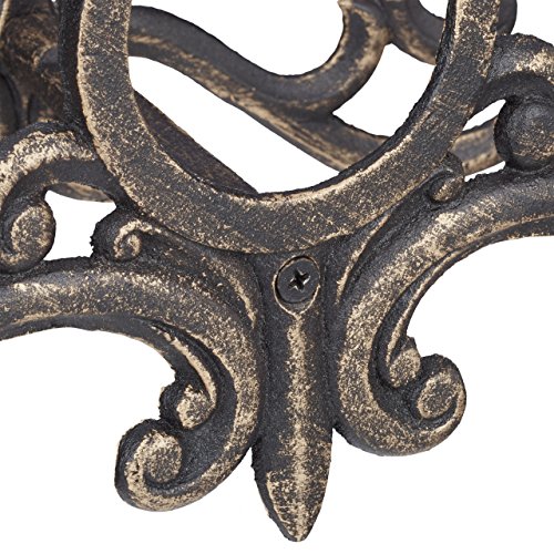 Relaxdays Schlauchhalter Antik, Gusseisen, Vintage, Wandhalter Metall, HBT 24 x 31,5 x 15cm Gartenschlauchhalter, Bronze - 4