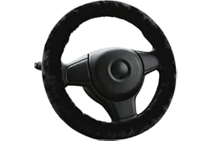 SDLDEER Lammfell Lenkradbezug, ⌀37-39cm Auto Lenkradbezug Winter Lenkradwärmer, Anti Rutsch Universal Auto Lenkradhülle für Herbst und Wintersaison (Schwarz)