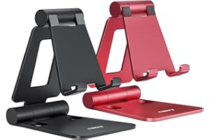 Nulaxy Soporte de teléfono Plegable Paquete de 2 Unidades, Soporte teléfono móvil Ajustable Compatible con iPhone 15 14 13 12 11 XS XR X 8, Huawei, Samsung, Todos los teléfonos, Negro y Rojo