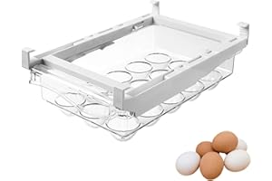 Eayoly Cassetto Organizzatore Frigo, Cassetto Organizzatore Frigo Estraibile, Scatola Porta PC Estraibile con Maniglia per Uova, Frutta, Verdura, Adatta per ripiano del Frigorifero