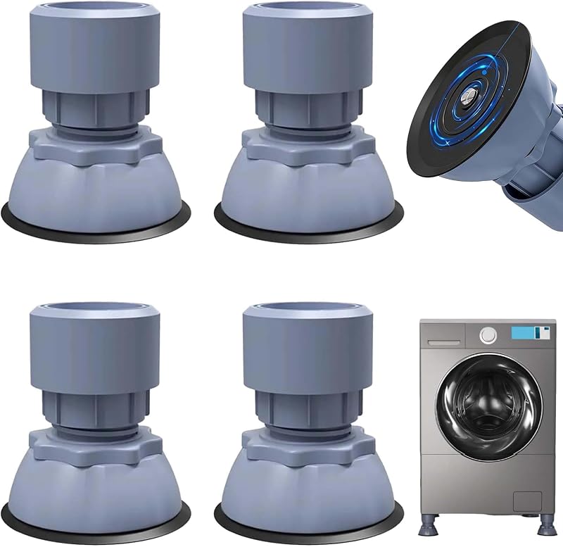 4 Pièces Universel Patin Machine à Laver FORMVERSITY, Gris Anti Vibration Machine à Laver Tapis Ajustable 10 à12 Cm, Amortisseurs de Machine à Laver pour Machine à Laver et Sèche-Linge