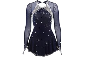 LIUHUO Dunkelblaues Eiskunstlauf-Rock Damenkostüm für Mädchen Einfaches und großzügiges Eiskunstlaufkostüm