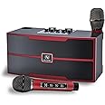 ACHAS Karaoke Machine, Portable Bluetooth Karaoke PA Speaker System with 2 Wireless Microphones, Home Singing Machine for Indoor Outdoor Party, Family Party(Red)