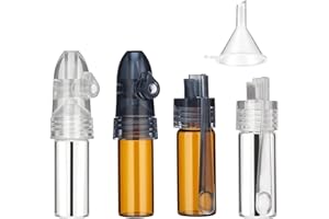 HSUYUN 4 Piezas Herramienta para Especias en Polvo, Colores Marrón y Blanco Botes Especias, Esnifador cocaina con un Pequeño Embudo, Ideal para Actividades al Aire Libre, Acampadas y Viajes