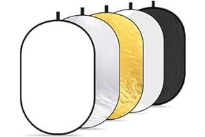 NEEWER Portátil 5 en 1 24"x36"/60x90cm Reflectores de Luz para Fotografía, Multidisco Plegable con Bolsa - Translúcido, Plata, Oro, Negro,Difusor Blanco para Iluminación de Estudio y Exterior
