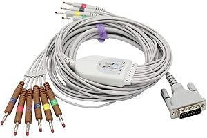 sino-k medical Câble EKG compatible pour Schiller AT10, AT10 Plus, AT101, AT102, AT102 Plus, AT104, AT110, AT3, AT5, AT6, AT60 10 fils fils 9,8 pieds CEI banane 4,0 mm 15 broches SK1214B