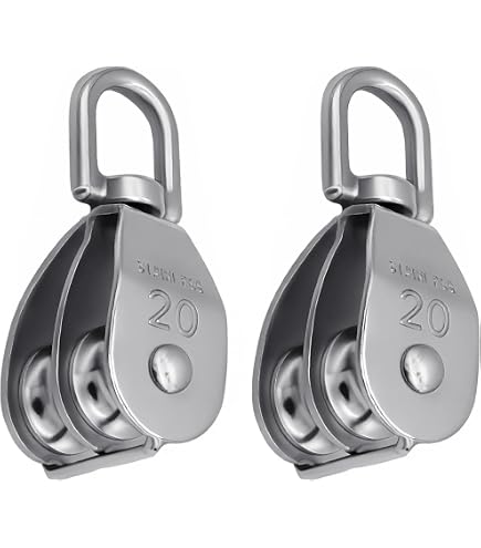 BEVDICNC Lot 4 Poulies M32 Acier Inoxydable 304 - Poulies Rotatives 360° Pour Corde Charge 250kg