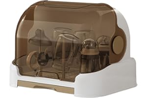 Nybhyjka Secador de biberones con Cubiertas, árbol escurridor de biberones, Estante para Botellas de encimera y Caja de Almacenamiento para niños pequeños con Cubierta a Prueba de Polvo