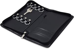 OFFIDIX Funda para Llaves PU de Cuero Titular de la Llave Carpeta de Ventas de Bienes raíces Bolsa para la Bolsa de Llaves con 8 Ganchos y Porta Tarjetas Tarjetas para gabinetes portátiles (Negro)