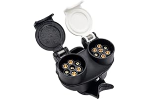 HISports 13 Pin to 7 Pin Towing Adaptor Twin Socket 2 In 1 Trailer Converter Trailer Adapter 13 to 7 Pin Towing Adapter 12V N & S Waterproof Converter Trailer Plug Socket for Trailer Caravan Van Truck