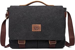 FANDARE Toile Sacs bandoulière Sac de messager mallette Sacoche à Bandoulière Sac de messager sacoche ordinateur Canvas Sacs business Sac à main Homme Femme pour Collège Cours Travail Affaires Voyage