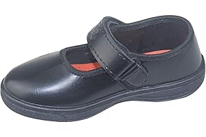 KATCH Girls School Shoes Kids School Shoes Touch Fastening School Uniform Shoes for Girls Mary Jane Shoes for Girls School Shoes for Girls Black School Shoes