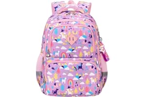 PROTAURI Cartable Garcon Fille Primaire 8 à 12 ans, Sac à Dos Garçon Fille pour Enfants Cartoon Sac d'école Primaire, Léger Sac Scolaire Enfant avec Pendentif