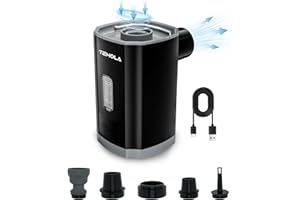 TEMOLA Inflador Electrico -2 en 1, 3600mAh Hinchador Electrico, Inflador Colchon Hinchable, Bomba de Aire Electrica, hinchador 4 Boquillas, para Barco Inflable,Piscinas, Colchones de Cama, Bicicleta