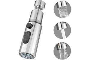 VIOLOTORIS 3 Function Kitchen Tap Spray Head Attachment, 360° Swivel Tap Extender, Spray Adapter for Taps, for Kitchen Sink, Tap Accessories