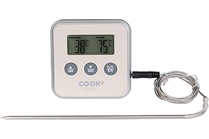COOK CONCEPT CUISY - KC2053 - Thermometre Sonde Minuteur Numerique Electronique Digital Cusine Cuisson Four Barbecue Viande Taupe/Bordeaux/Noir/Gris 8 x 8 x 1,8 cm