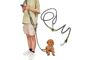 pawstrip Hands Free Dog Leash Waist & Crossbody Rope with Slip Lead Durable for 2 Dogs Nylon Reflective Heavy Duty Hiking Running Leash for Medium Large Dogs (Black)